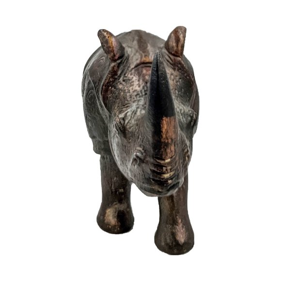 Handmade Wooden Dark Rhinoceros (4inch) - Picture 4 of 4